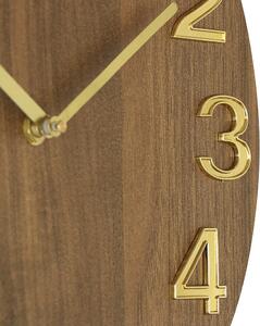 Dřevěné designové hodiny tmavě hnědé/zlaté MPM Timber Simplicity - B