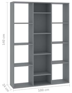 Knihovna/dělící stěna - šedá | 100x24x140 cm