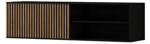 Závěsný TV stolek MEORATI 150x40 cm, černá/dub artisan