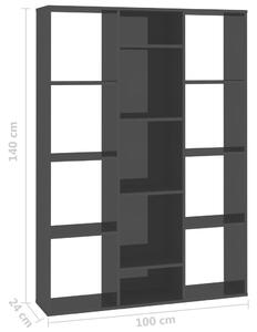 Knihovna/zástěna - černá vysoký lesk | 100x24x140 cm