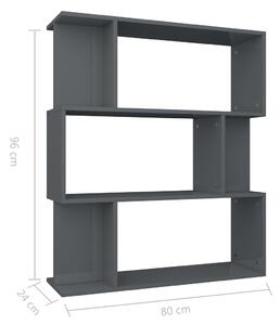 Knihovna/zástěna - šedá vysoký lesk | 80x24x96 cm