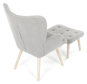 Křeslo šedé bouclé s podnožkou AK-319 GREY2