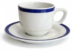 Karlovarský porcelán Šálek na espresso Vision modrý proužek s podšálkem 90ml