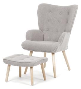 Křeslo šedé bouclé s podnožkou AK-319 GREY2