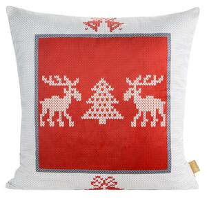 VÁNOČNÍ DEKORAČNÍ POVLAK NA POLŠTÁŘ REINDEER 1KS 60X60 CM VZOROVANÁ