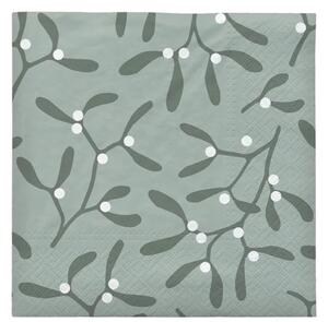 Broste Copenhagen Papírové ubrousky Mistletoe - Green BC185