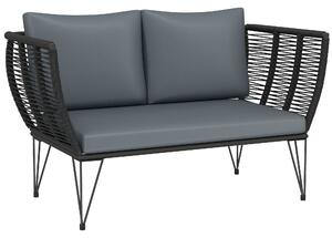 Outsunny 2místná zahradní pohovka se sedáky – ratanová pohovka na ven, 123 x 67 x 72 cm, světle šedá | Aosom