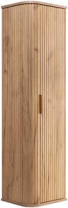 Závěsná koupelnová skříňka sloupek 139 cm rýhované dubové oválné MDF čelní plochy