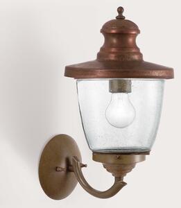 Il Fanale 248.05.ORT Venezia, venkovní nástěnná lampa, 1x15W E27, mosaz/měď, bublinkové sklo, výška 40cm, IP44