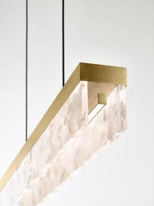 Bomma Luxusní LED závěsné svítidlo Fragment line, s baldachýnem Stmívání, řízení: DALI, Povrch Montury: Kartáčovaná zlatá, Barva skla: Bílá