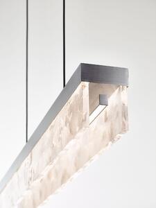 Bomma Luxusní LED závěsné svítidlo Fragment line, s baldachýnem Stmívání, řízení: TRIAC, Povrch Montury: Kartáčovaná stříbrná, Barva skla: Bílá