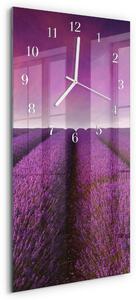 Skleněné hodiny vertikální Levandulové pole zsppb-30x60-00079702