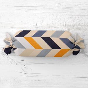 Biante Polštář válec bonbon Sandra SA-751 Velké cik-cak modro-žluto-krémové pruhy 15x40 cm