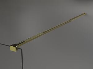 Mexen Kioto, průchozí sprchová zástěna 100 x 200 cm, 8mm sklo čiré/černý vzor, 2x zlatá stabilizační rozpěra, 800-100-002-50-78
