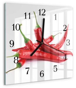 Skleněné hodiny na stěnu Chilli papričky zskc-30x30-00183558