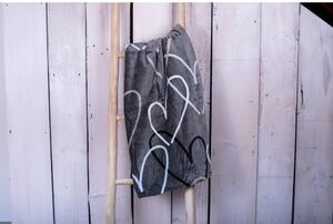 Šedo-hnědá mikroplyšová deka My House Srdce, 150 x 200 cm