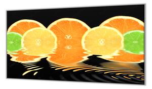 Ochranná deska ovoce pomeranč, citron, limeta - 60x70cm / S lepením na zeď