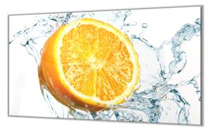 Ochranná deska ovoce půl pomeranče ve vodě - 52x60cm / S lepením na zeď