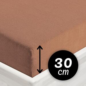 Froté napínací prostěradlo na vysokou matraci FR-023 Oříškově hnědé 80 x 200 - výška 30 cm