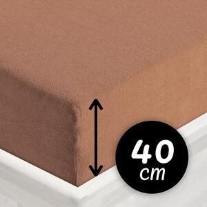Froté napínací prostěradlo na extra vysokou matraci FR-023 Oříškově hnědé 80 x 200 - výška 40 cm