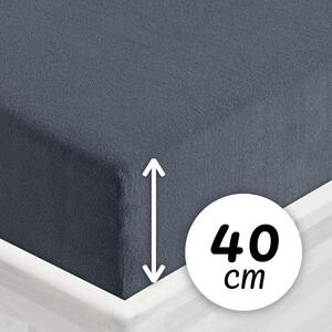 Froté napínací prostěradlo na extra vysokou matraci FR-029 Antracitově šedé 80 x 200 - výška 40 cm