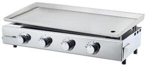 COOKINGBOX FAVEX, plynový gril-plancha s 4 hoáky, rozmry XXL (84 x 34 cm), nerezová ocel, piezoelektrické zapalování, výkon 10 kW
