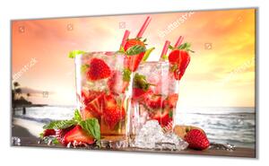 Ochranná deska drink s jahodami - 52x60cm / S lepením na zeď