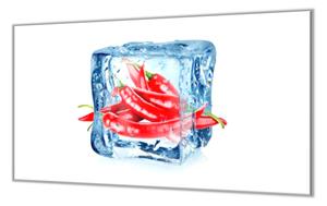 Ochranná deska chilli v ledové kostce - 52x60cm / S lepením na zeď