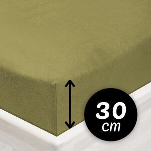 Jersey napínací prostěradlo na vysokou matraci JR-020 Olivové 80 x 200 - výška 30 cm