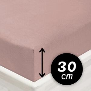 Jersey napínací prostěradlo na vysokou matraci JR-024 Hnědorůžové 80 x 200 - výška 30 cm