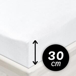 Jersey napínací prostěradlo na vysokou matraci JR-031 Bílé 80 x 200 - výška 30 cm