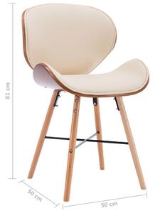 Jídelní židle Opal - 2 ks - ohýbané dřevo | krémové umělá kůže