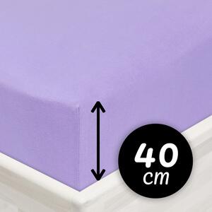 Jersey napínací prostěradlo na extra vysokou matraci JR-012 Levandulové 80 x 200 - výška 40 cm