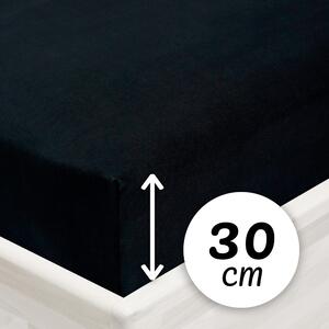 Jersey napínací prostěradlo na vysokou matraci JR-030 Černé 80 x 200 - výška 30 cm