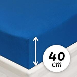 Jersey napínací prostěradlo na extra vysokou matraci JR-016 Modré 80 x 200 - výška 40 cm