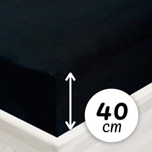 Jersey napínací prostěradlo na extra vysokou matraci JR-030 Černé 80 x 200 - výška 40 cm