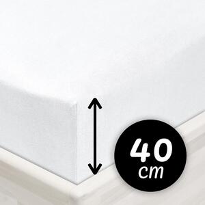 Jersey napínací prostěradlo na extra vysokou matraci JR-031 Bílé 80 x 200 - výška 40 cm