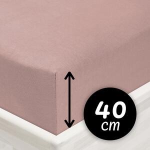 Jersey napínací prostěradlo na extra vysokou matraci JR-024 Hnědorůžové 80 x 200 - výška 40 cm
