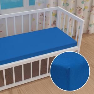 Dětské jersey napínací prostěradlo do postýlky JR-016 Modré 60 x 120 x 10 cm - do postýlky