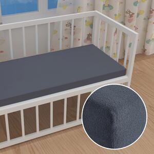Dětské froté napínací prostěradlo do postýlky FR-029 Antracitově šedé 60 x 120 x 10 cm - do postýlky