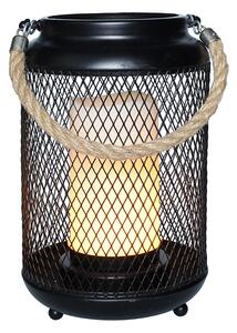 SOLIGHT Kovová lucerna s LED svíčkou, teplá bílá, 3xAA, černá, 20cm