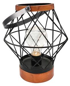 SOLIGHT Kovová lucerna se žárovkou micro LED, teplá bílá, 3xAA, 20cm
