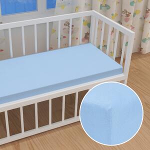 Dětské jersey napínací prostěradlo do postýlky JR-014 Nebesky modré 60 x 120 x 10 cm - do postýlky
