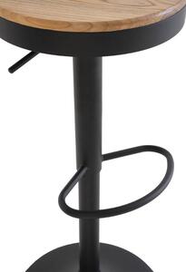 Černá kovová barová židle Somcasa Barret s dřevěným sedákem 58-80 cm