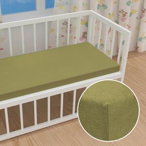 Dětské jersey napínací prostěradlo do postýlky JR-020 Olivové 60 x 120 x 10 cm - do postýlky