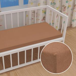 Dětské jersey napínací prostěradlo do postýlky JR-023 Oříškově hnědé 60 x 120 x 10 cm - do postýlky
