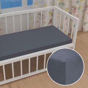 Dětské jersey napínací prostěradlo do postýlky JR-029 Antracitově šedé 60 x 120 x 10 cm - do postýlky
