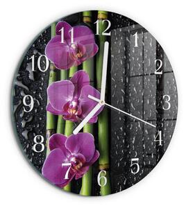 Skleněné hodiny na stěnu Orchidej zsob-fi30-00085479