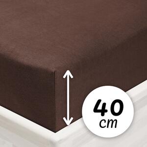 Jersey napínací prostěradlo na extra vysokou matraci JR-026 Čokoládově hnědé 80 x 200 - výška 40 cm