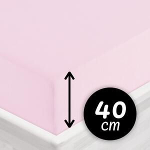 Jersey napínací prostěradlo na extra vysokou matraci JR-032 Pudrově růžová 80 x 200 - výška 40 cm